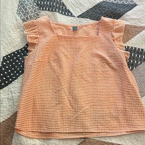 SHEIN Orange Checkered Sleeveless Blouse